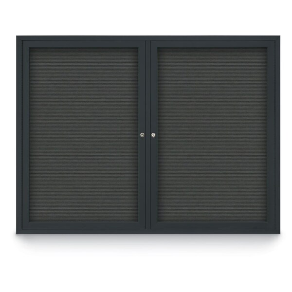48"x36" 2-Door Enclosed Outdoor Letterboard, Grey Felt/Black